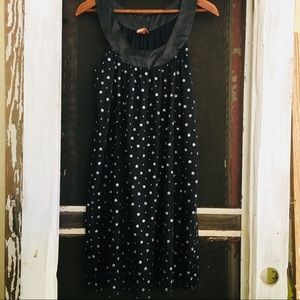 Black Sparkle Polka Dot Scoop Neck Dress